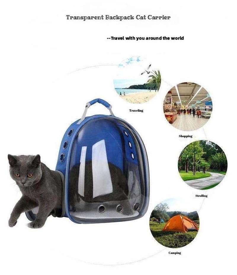 Pet Backpack Carrier, Breathable, Transparent, with Mesh Pocket and Adjustable Straps, Suitable for Outdoor Travel