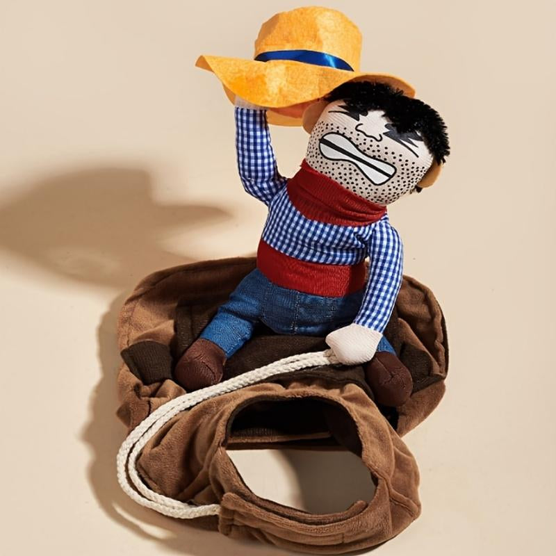Adorable Cowboy Rider Pet Costume - Breathable, All-Season Fun for Dogs & Cats, Ideal for Parties Hawkvest