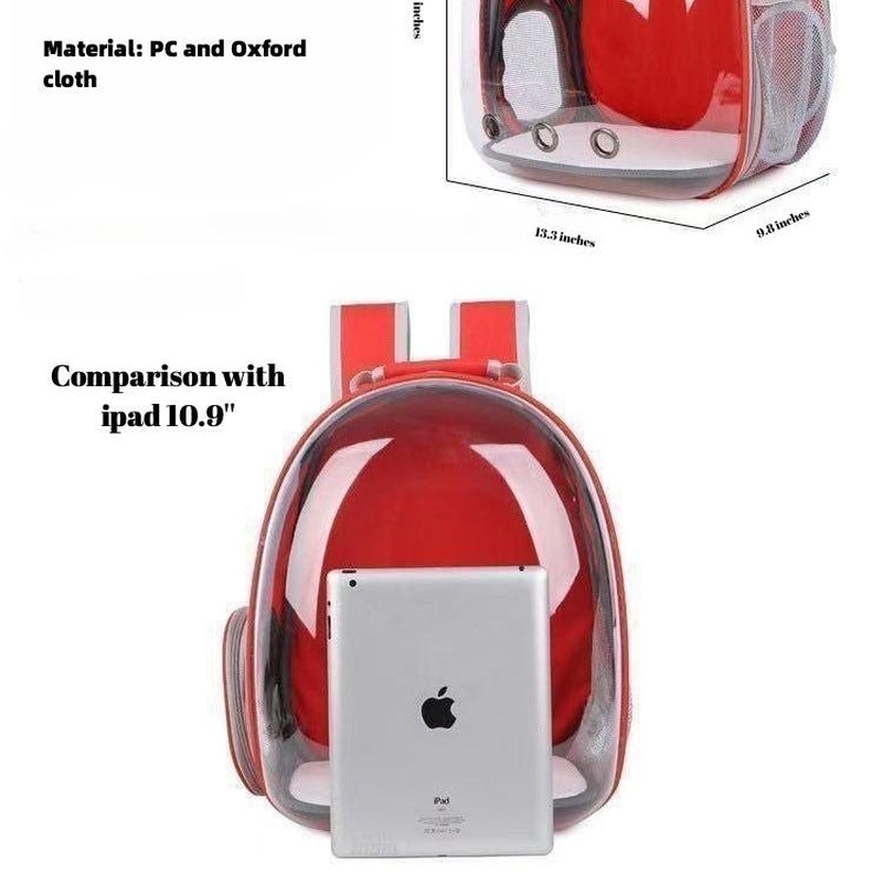 Pet Backpack Carrier, Breathable, Transparent, with Mesh Pocket and Adjustable Straps, Suitable for Outdoor Travel